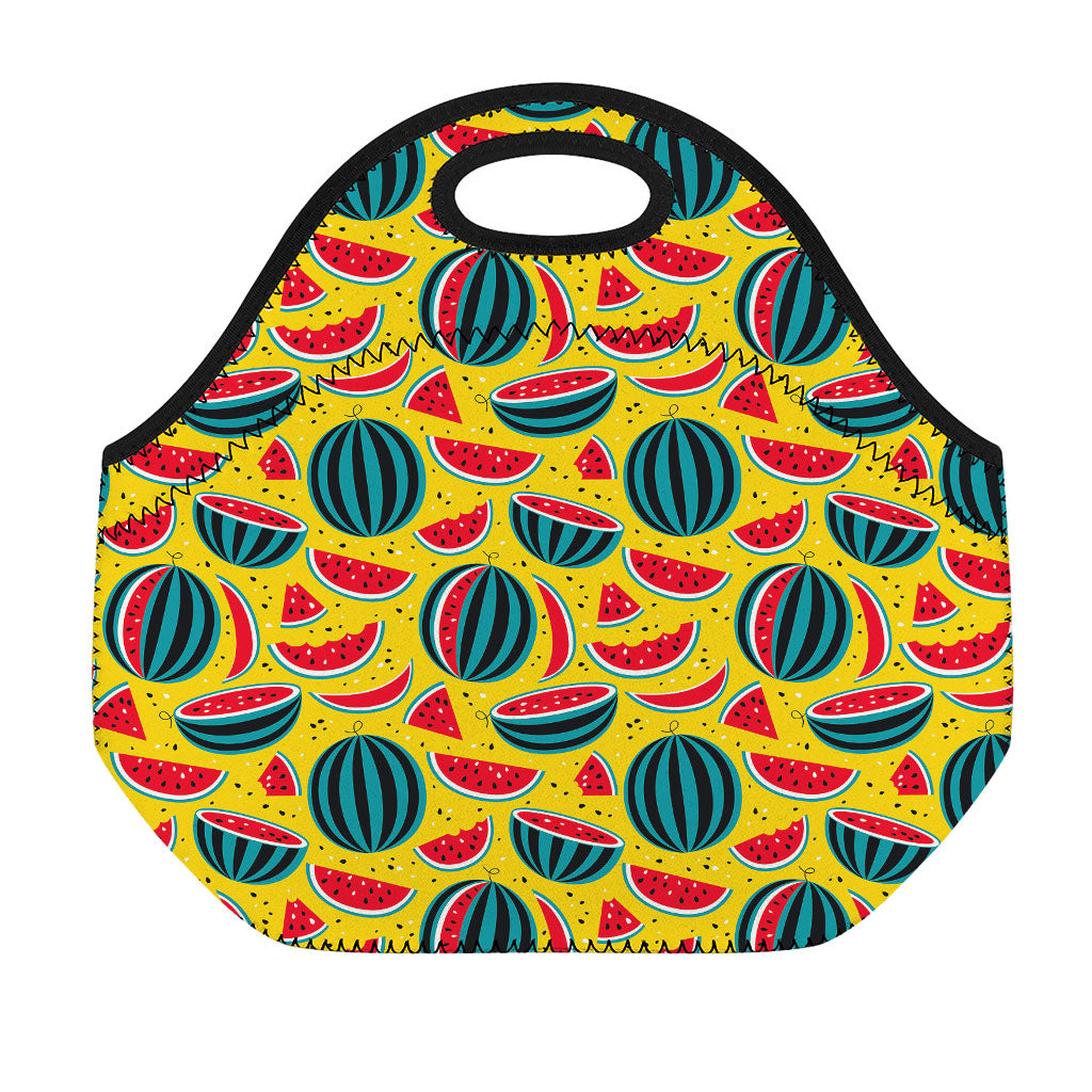 Yellow Watermelon Pieces Pattern Print Neoprene Lunch Bag