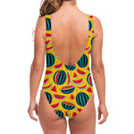 Yellow Watermelon Pieces Pattern Print One Piece Swimsuit