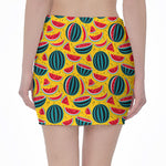 Yellow Watermelon Pieces Pattern Print Pencil Mini Skirt