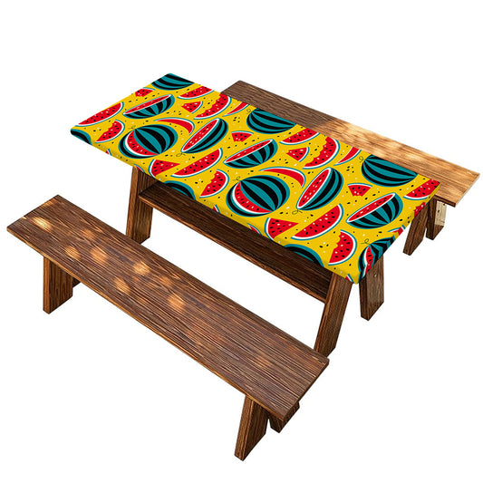 Yellow Watermelon Pieces Pattern Print Picnic Table Cover