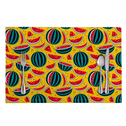 Yellow Watermelon Pieces Pattern Print Placemat