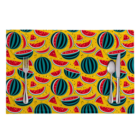 Yellow Watermelon Pieces Pattern Print Placemat