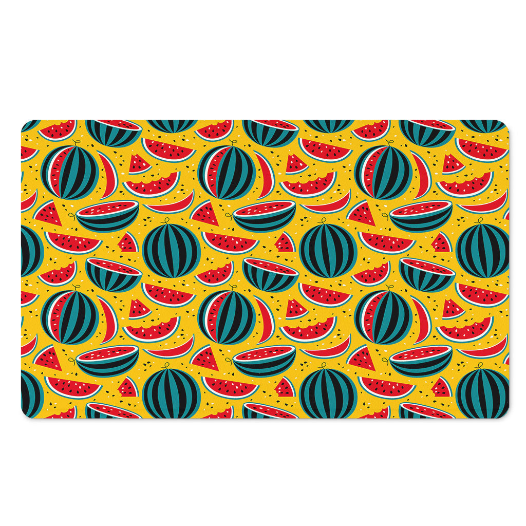 Yellow Watermelon Pieces Pattern Print Polyester Doormat
