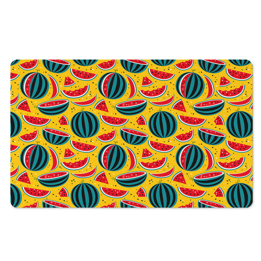 Yellow Watermelon Pieces Pattern Print Polyester Doormat