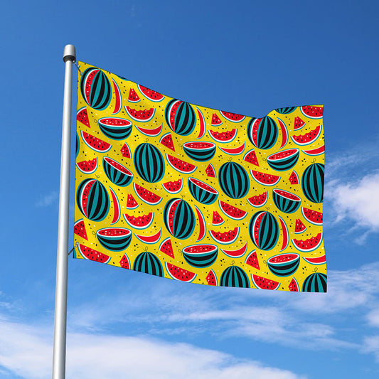 Yellow Watermelon Pieces Pattern Print Polyester Flag