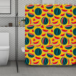 Yellow Watermelon Pieces Pattern Print Polyester Shower Curtain