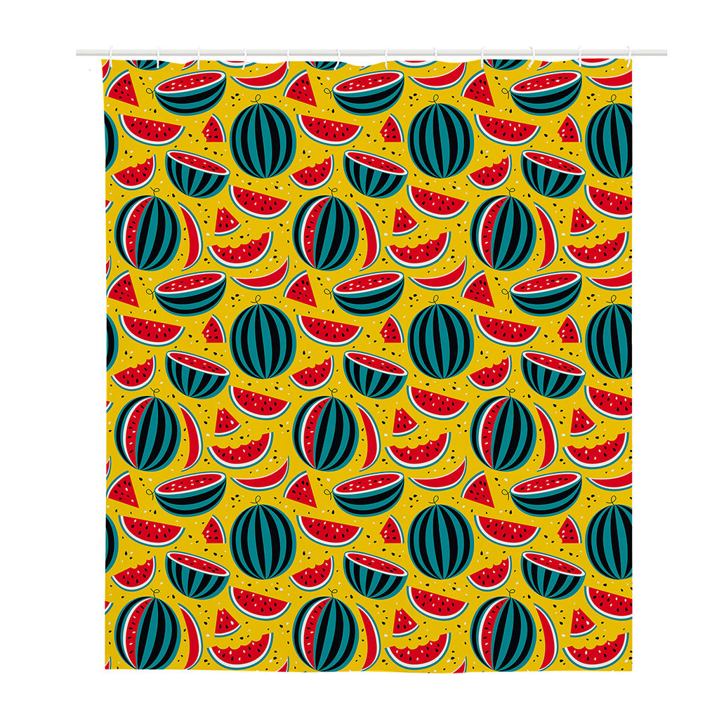 Yellow Watermelon Pieces Pattern Print Polyester Shower Curtain