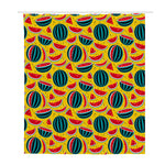 Yellow Watermelon Pieces Pattern Print Polyester Shower Curtain