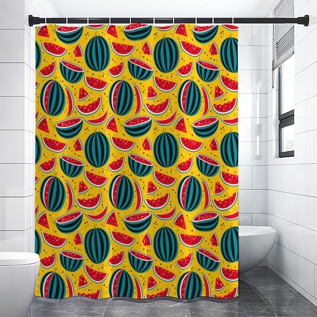 Yellow Watermelon Pieces Pattern Print Premium Shower Curtain
