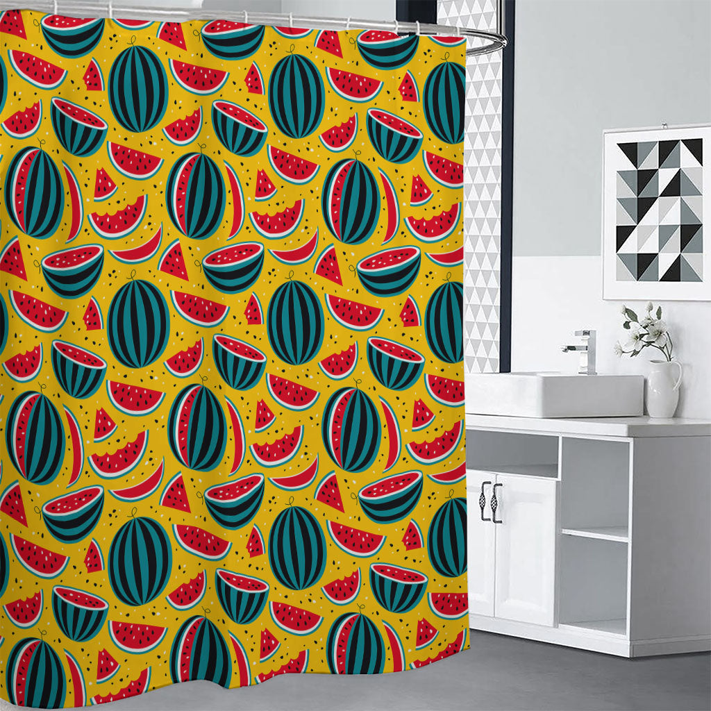 Yellow Watermelon Pieces Pattern Print Premium Shower Curtain