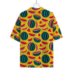 Yellow Watermelon Pieces Pattern Print Rayon Hawaiian Shirt