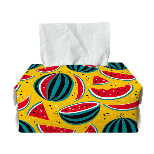 Yellow Watermelon Pieces Pattern Print Rectangle Tissue Box Cover