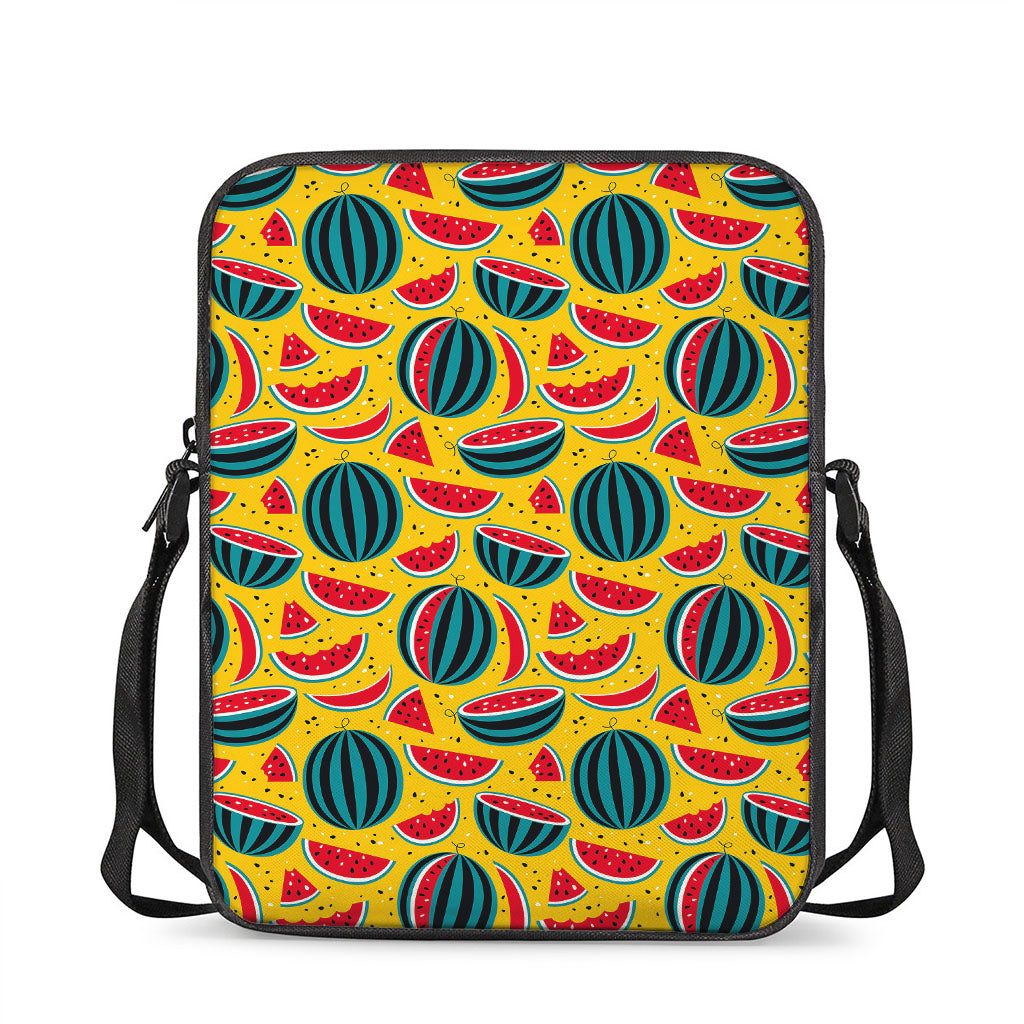 Yellow Watermelon Pieces Pattern Print Rectangular Crossbody Bag