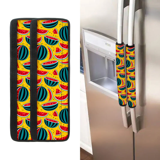 Yellow Watermelon Pieces Pattern Print Refrigerator Handle Covers