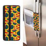 Yellow Watermelon Pieces Pattern Print Refrigerator Handle Covers