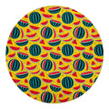 Yellow Watermelon Pieces Pattern Print Round Blanket
