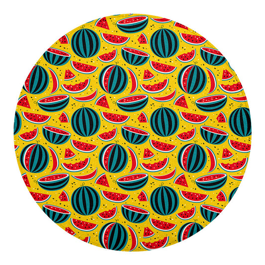 Yellow Watermelon Pieces Pattern Print Round Blanket