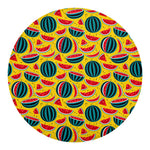 Yellow Watermelon Pieces Pattern Print Round Blanket