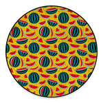 Yellow Watermelon Pieces Pattern Print Round Floor Mat