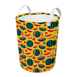 Yellow Watermelon Pieces Pattern Print Round Laundry Basket