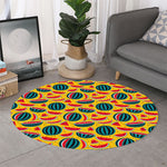 Yellow Watermelon Pieces Pattern Print Round Rug