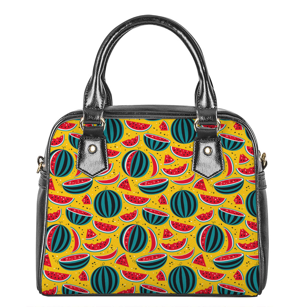 Yellow Watermelon Pieces Pattern Print Shoulder Handbag