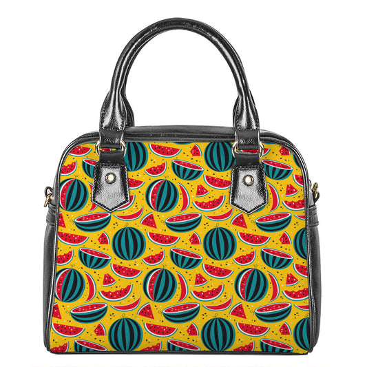 Yellow Watermelon Pieces Pattern Print Shoulder Handbag