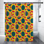 Yellow Watermelon Pieces Pattern Print Shower Curtain