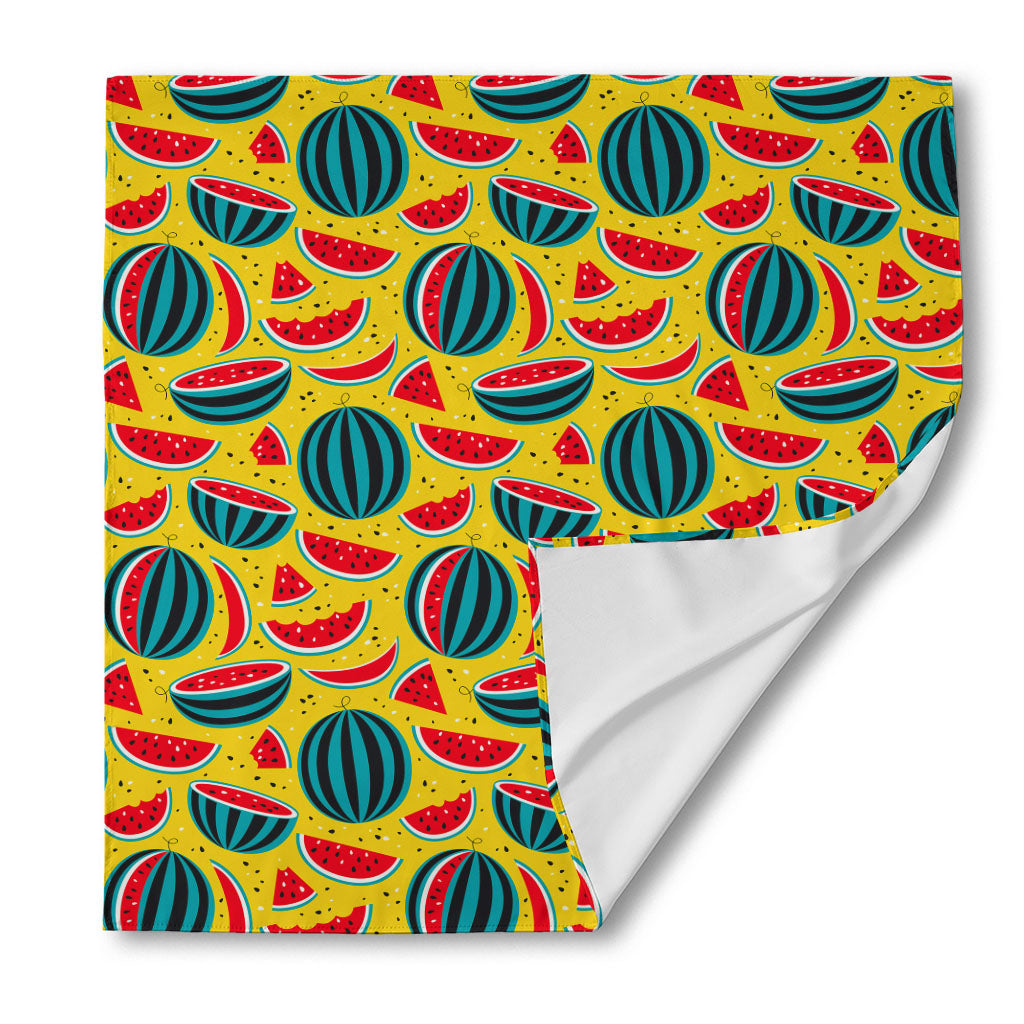 Yellow Watermelon Pieces Pattern Print Silk Bandana