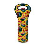 Yellow Watermelon Pieces Pattern Print Single Neoprene Wine Tote