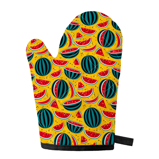 Yellow Watermelon Pieces Pattern Print Single Oven Mitt