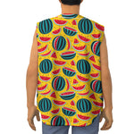 Yellow Watermelon Pieces Pattern Print Sleeveless Baseball Jersey