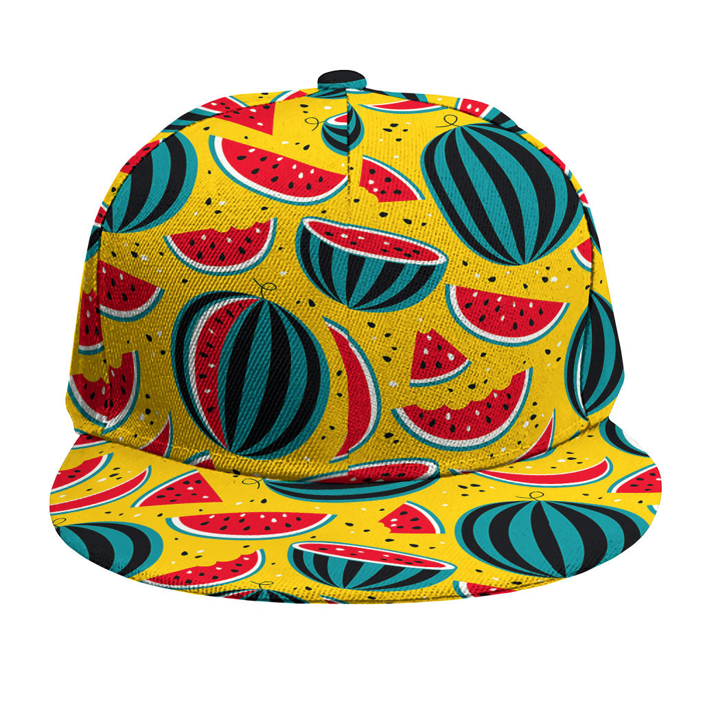 Yellow Watermelon Pieces Pattern Print Snapback Cap