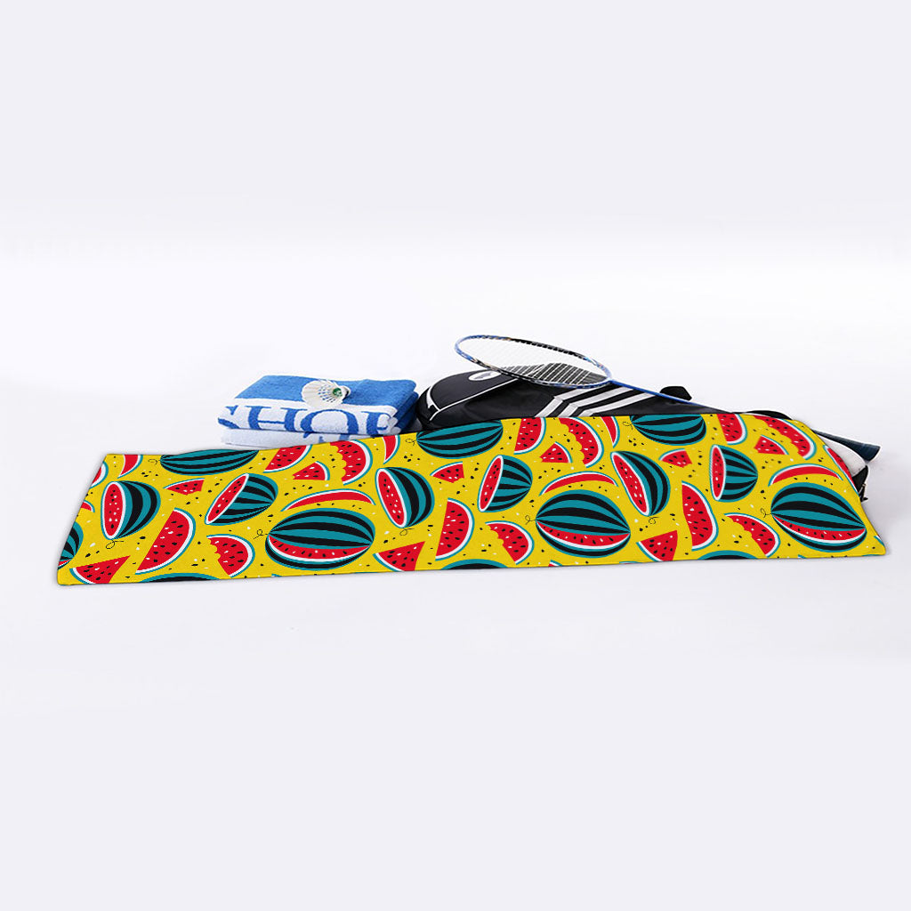 Yellow Watermelon Pieces Pattern Print Sports Towel