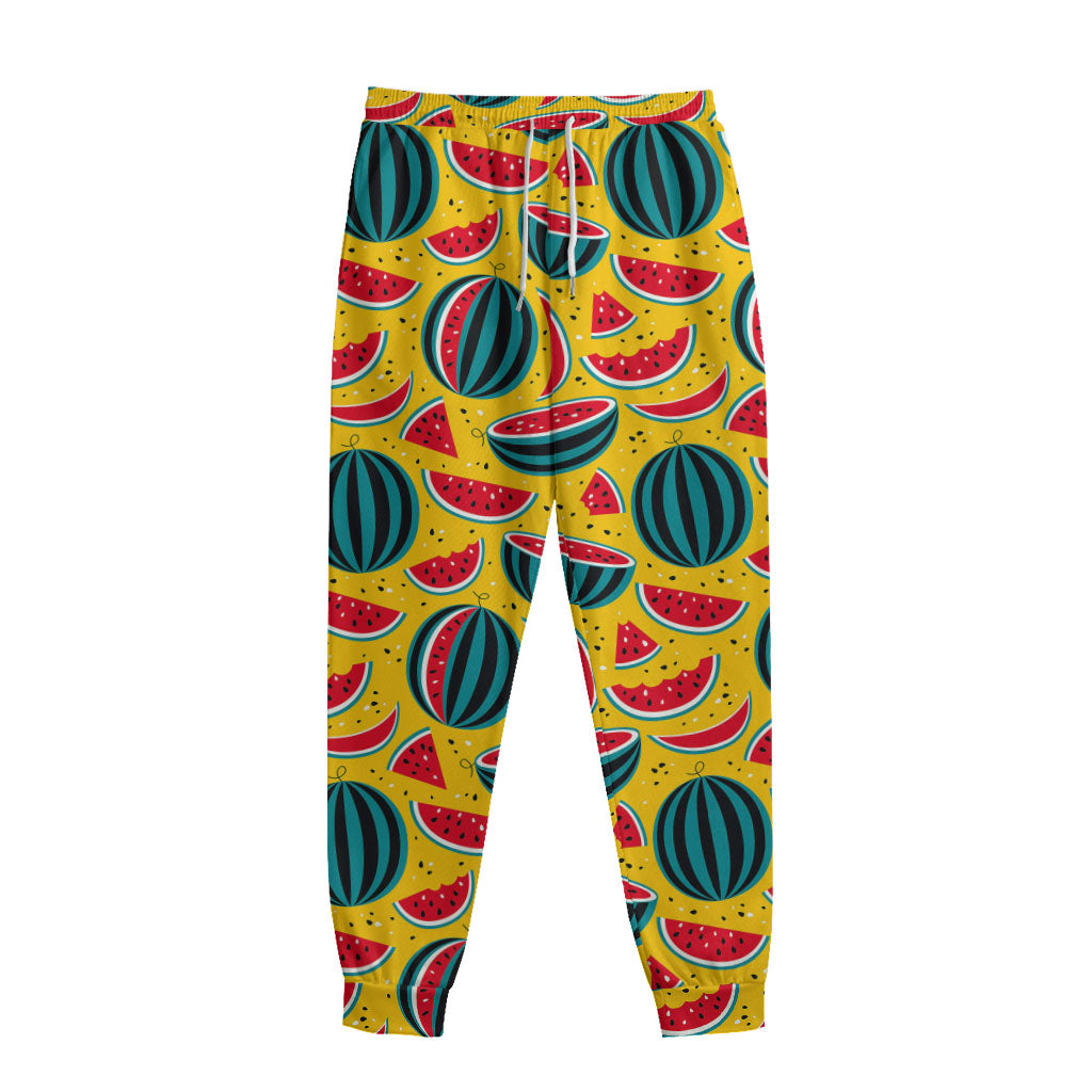 Yellow Watermelon Pieces Pattern Print Sweatpants
