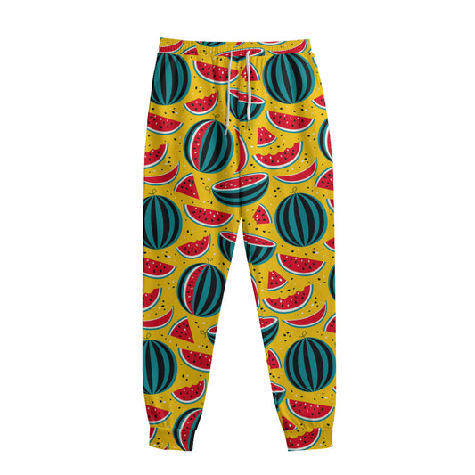 Yellow Watermelon Pieces Pattern Print Sweatpants
