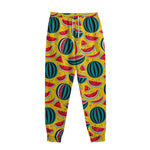Yellow Watermelon Pieces Pattern Print Sweatpants