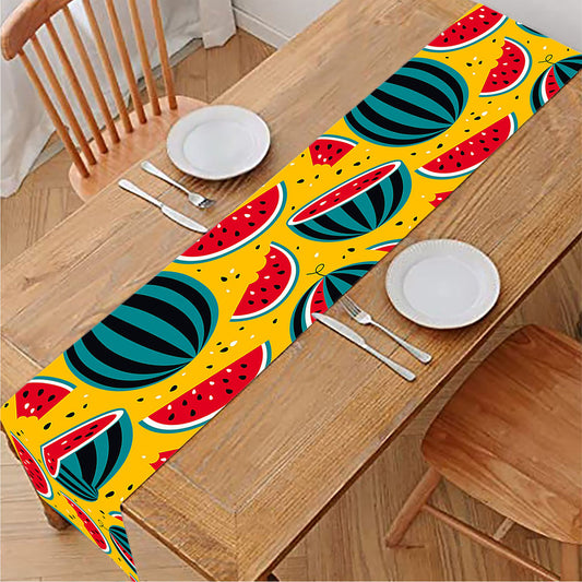 Yellow Watermelon Pieces Pattern Print Table Runner