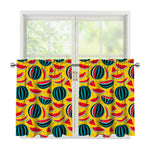 Yellow Watermelon Pieces Pattern Print Tier Curtains