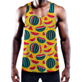 Yellow Watermelon Pieces Pattern Print Men's Workout Tank Top