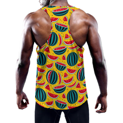 Yellow Watermelon Pieces Pattern Print Training Tank Top