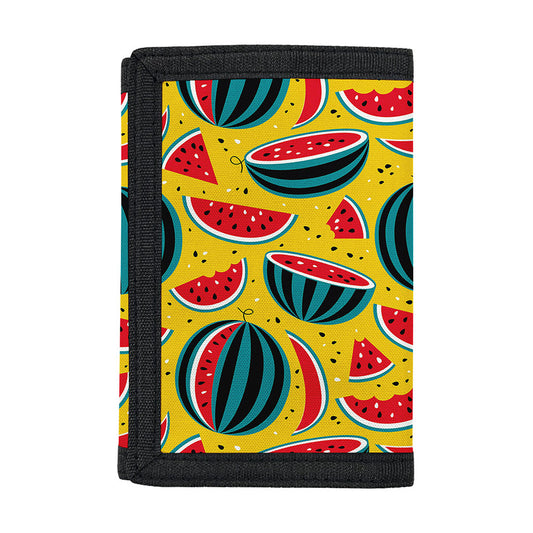 Yellow Watermelon Pieces Pattern Print Trifold Wallet