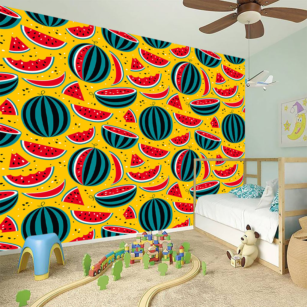 Yellow Watermelon Pieces Pattern Print Wall Sticker