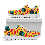 Yellow Watermelon Pieces Pattern Print White Running Shoes