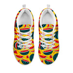 Yellow Watermelon Pieces Pattern Print White Running Shoes