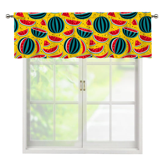 Yellow Watermelon Pieces Pattern Print Window Valance
