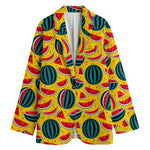 Yellow Watermelon Pieces Pattern Print Women's Blazer
