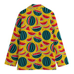 Yellow Watermelon Pieces Pattern Print Women's Blazer