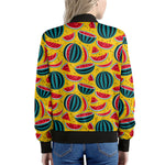 Yellow Watermelon Pieces Pattern Print Women's Bomber Jacket