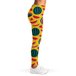 Yellow Watermelon Pieces Pattern Print Women's Leggings